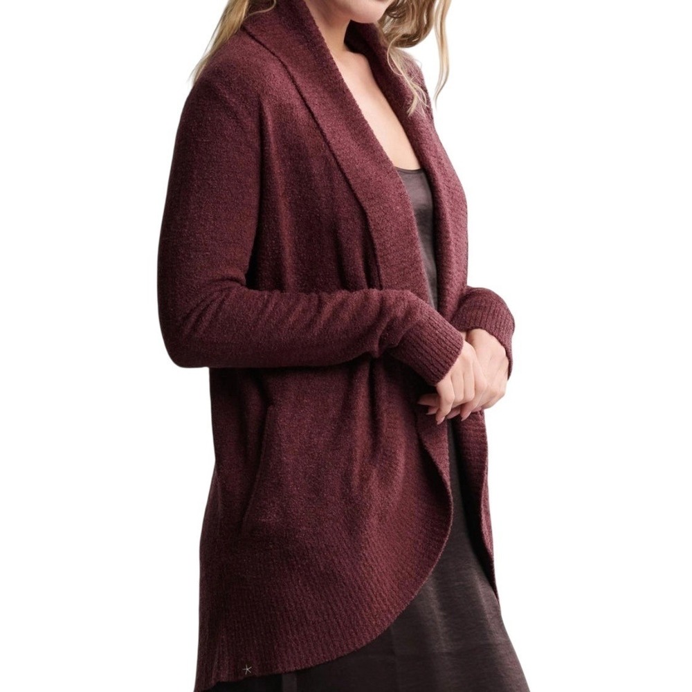 Barefoot Dreams CozyChic Lite Circle Cardi Deep Aubergine Buttery Soft Size XS/S - Picture 14 of 16